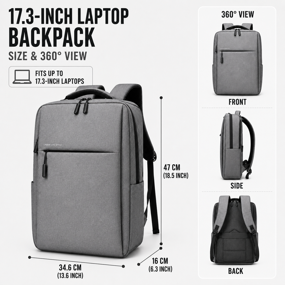 Water-Resistant Laptop Commuter Backpack