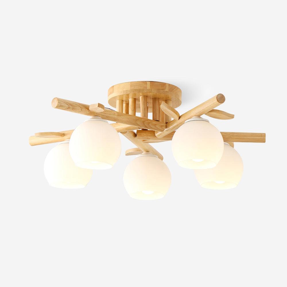Organic Modern Wood Globe Ceiling Light
