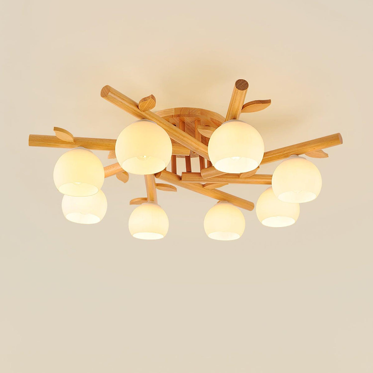 Organic Modern Wood Globe Ceiling Light