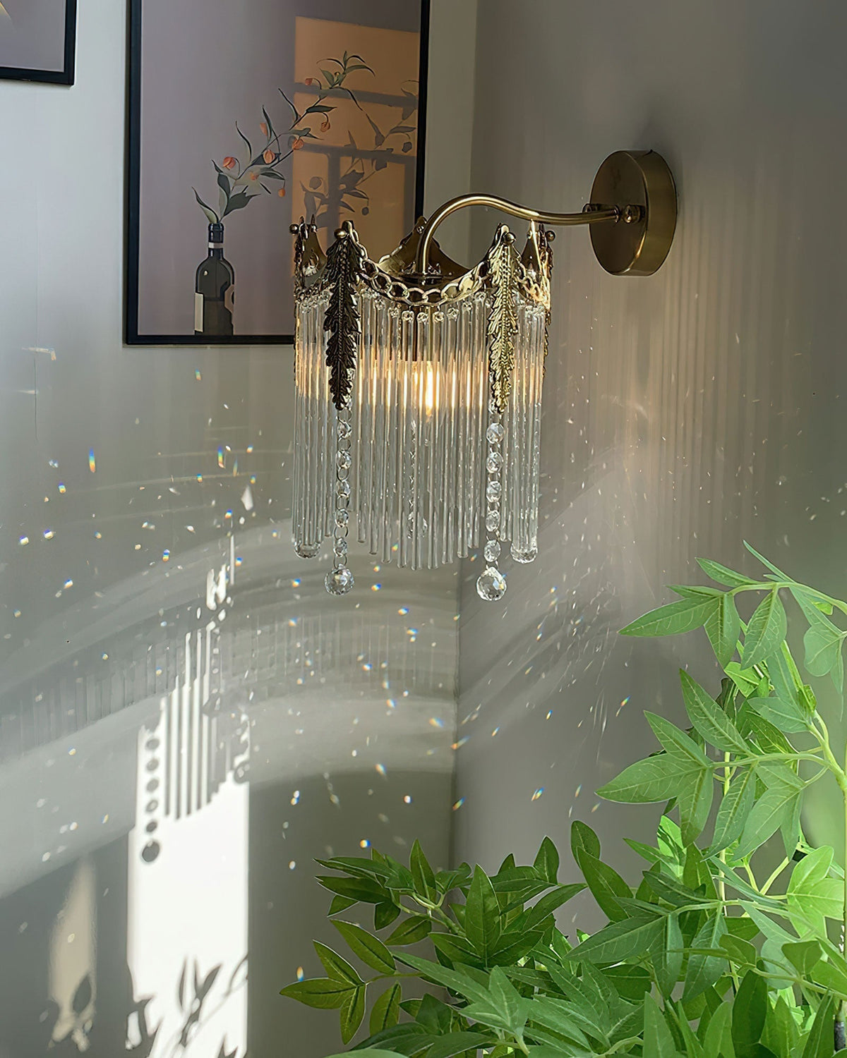 Glam Brass Cascading Glass Wall Sconce
