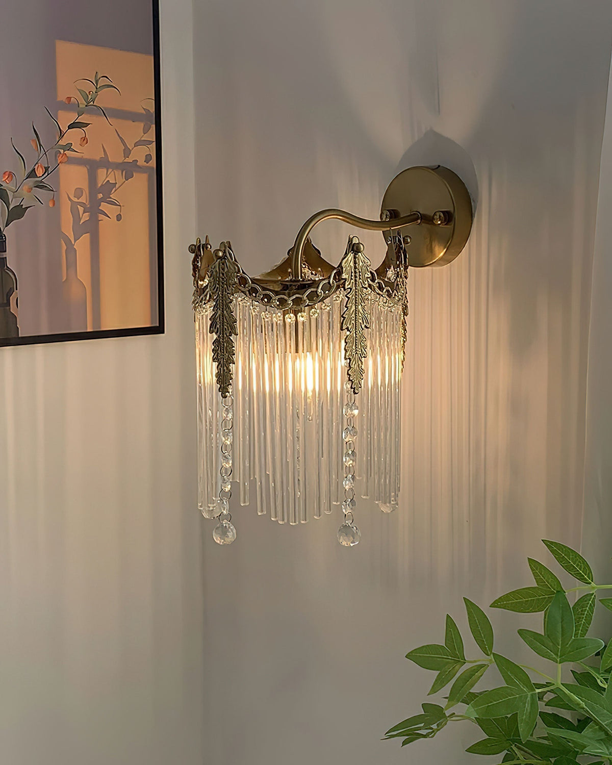 Glam Brass Cascading Glass Wall Sconce
