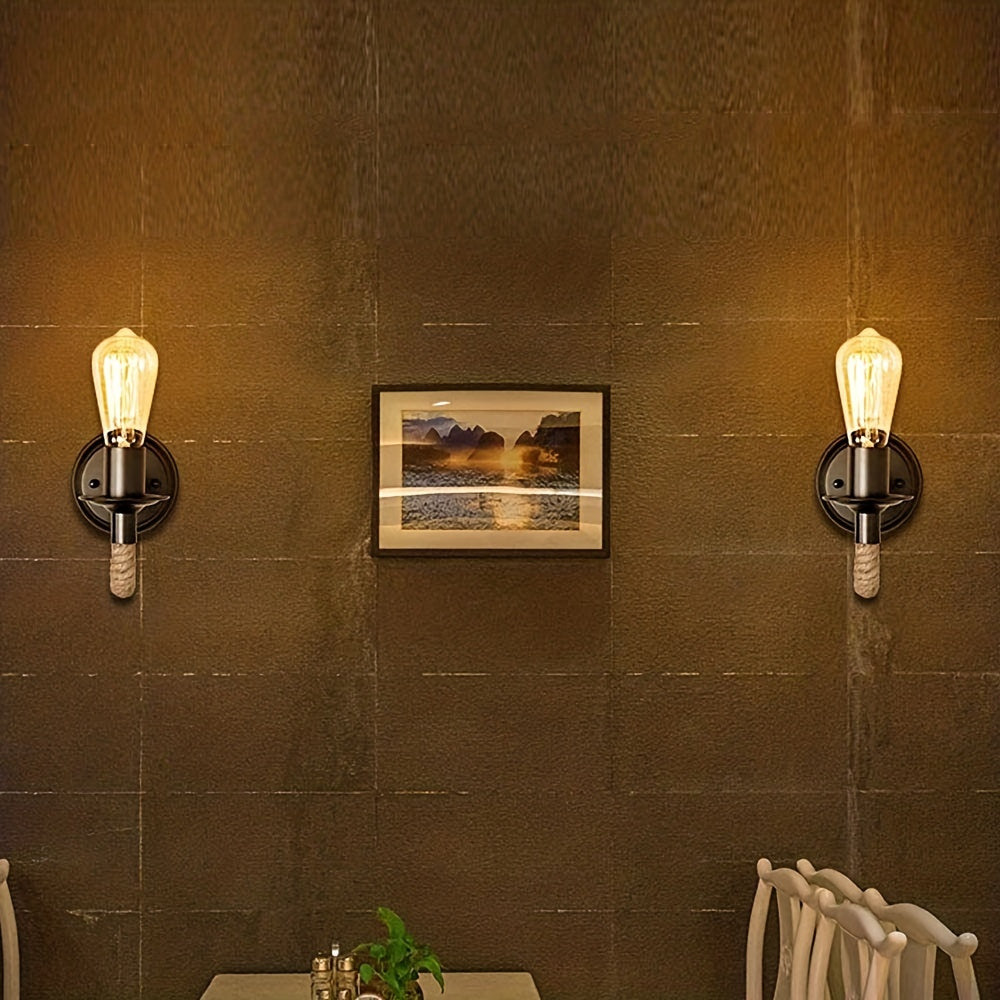Vintage Rope Wall Light | Industrial-Style E27 Wall Sconce