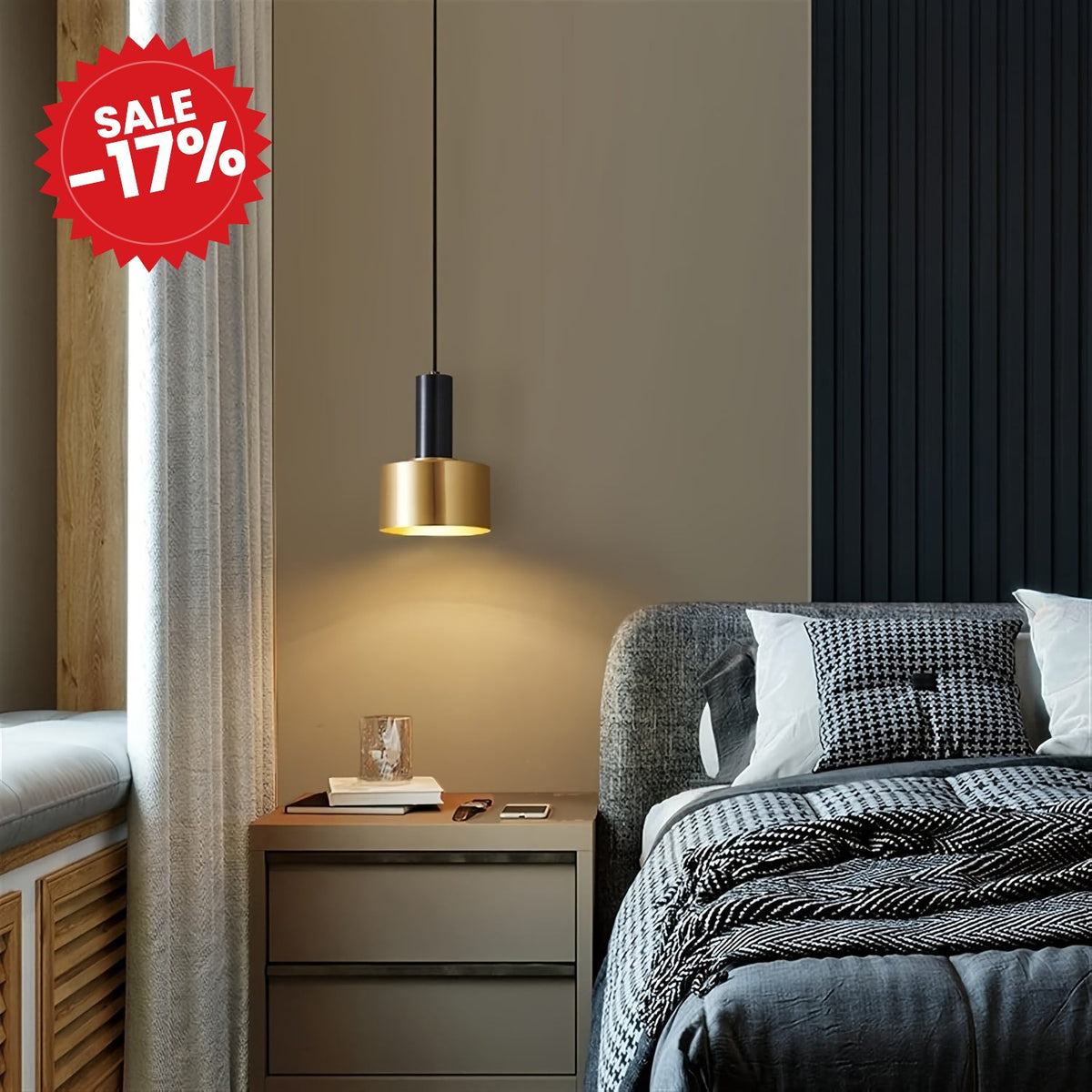 Modern Black and Gold Pendant Light - SALE -17%