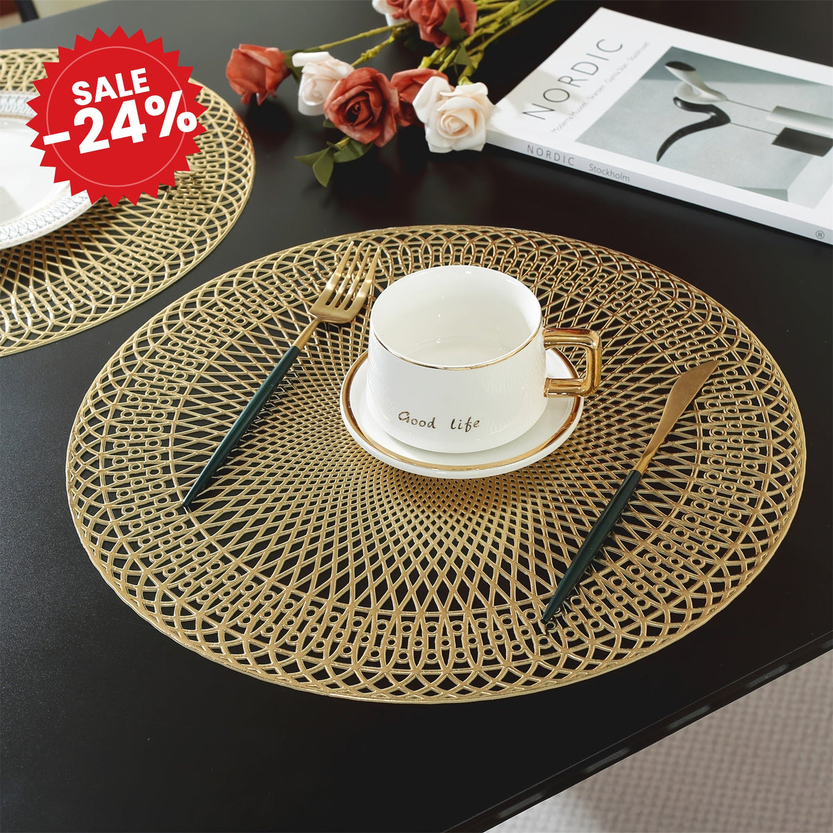 Round Geometric PVC Placemats - SALE -24%