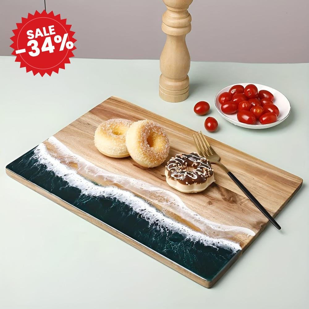 Ocean Wave Resin Acacia Wood Cutting Board - SALE -34%
