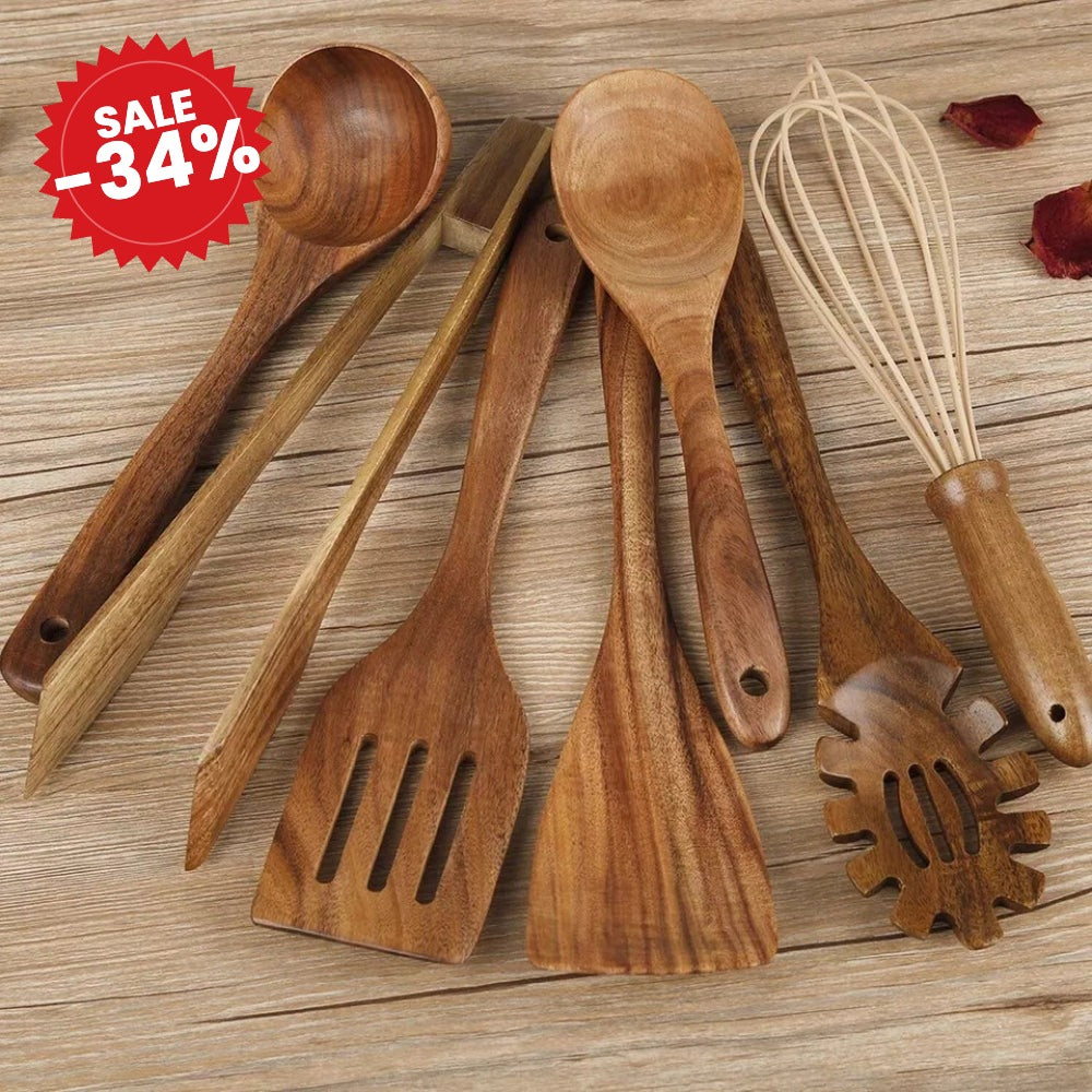 Premium Wooden Cooking Utensils | 7 Sets - SALE -34%