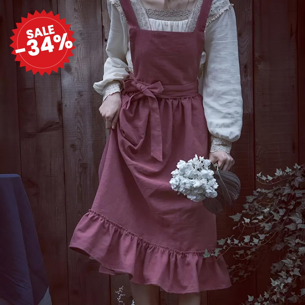 Rustic Ruffle Linen Apron - SALE -34%
