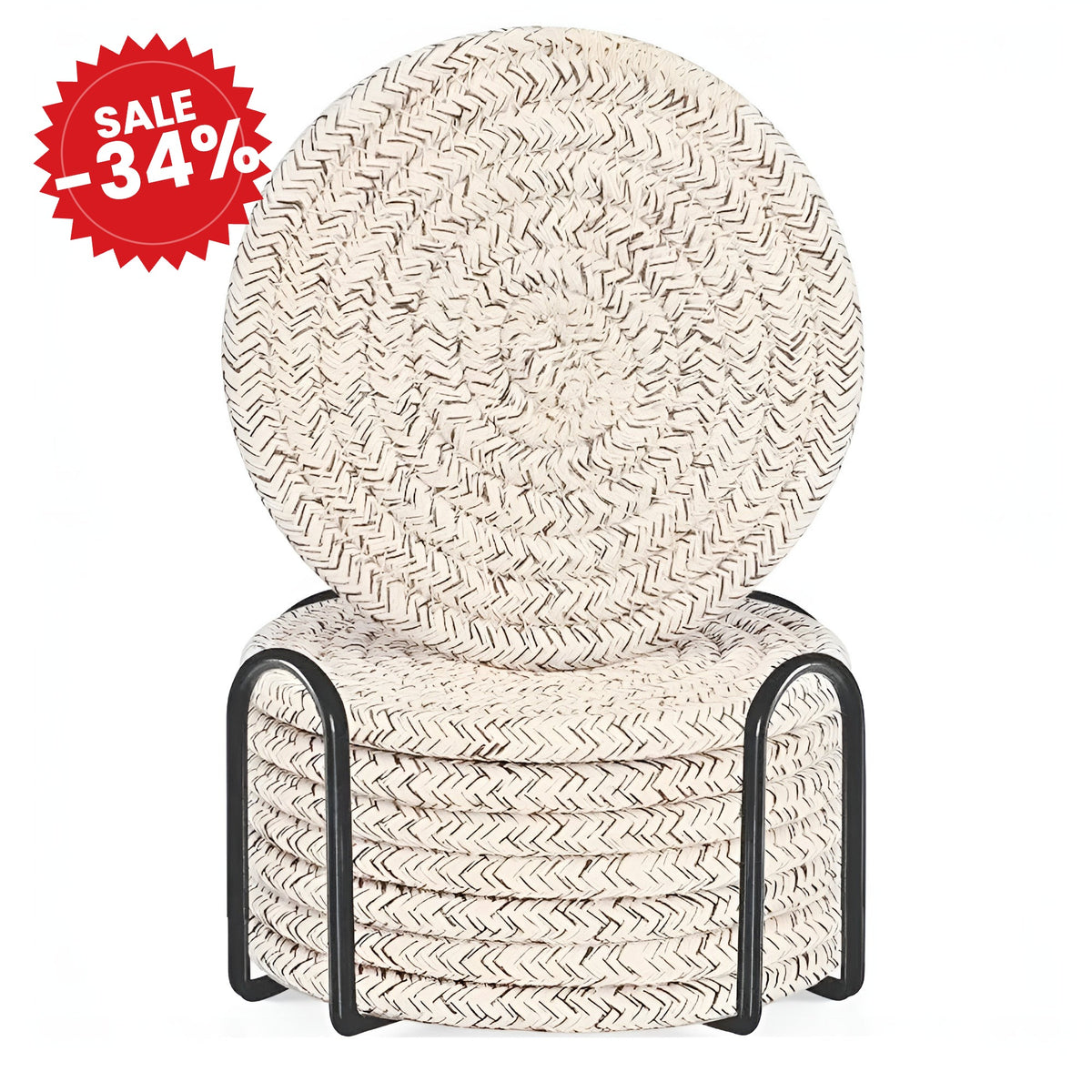 Woven Whirl Coaster Set 8Pcs Set - SALE -34%