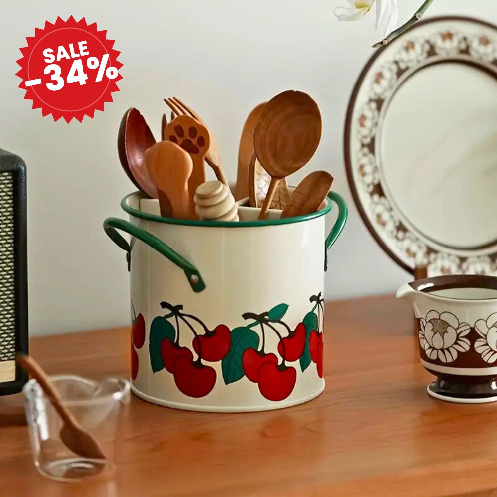 Floral Utensil Storage Basket with Divider Lid - SALE -34%