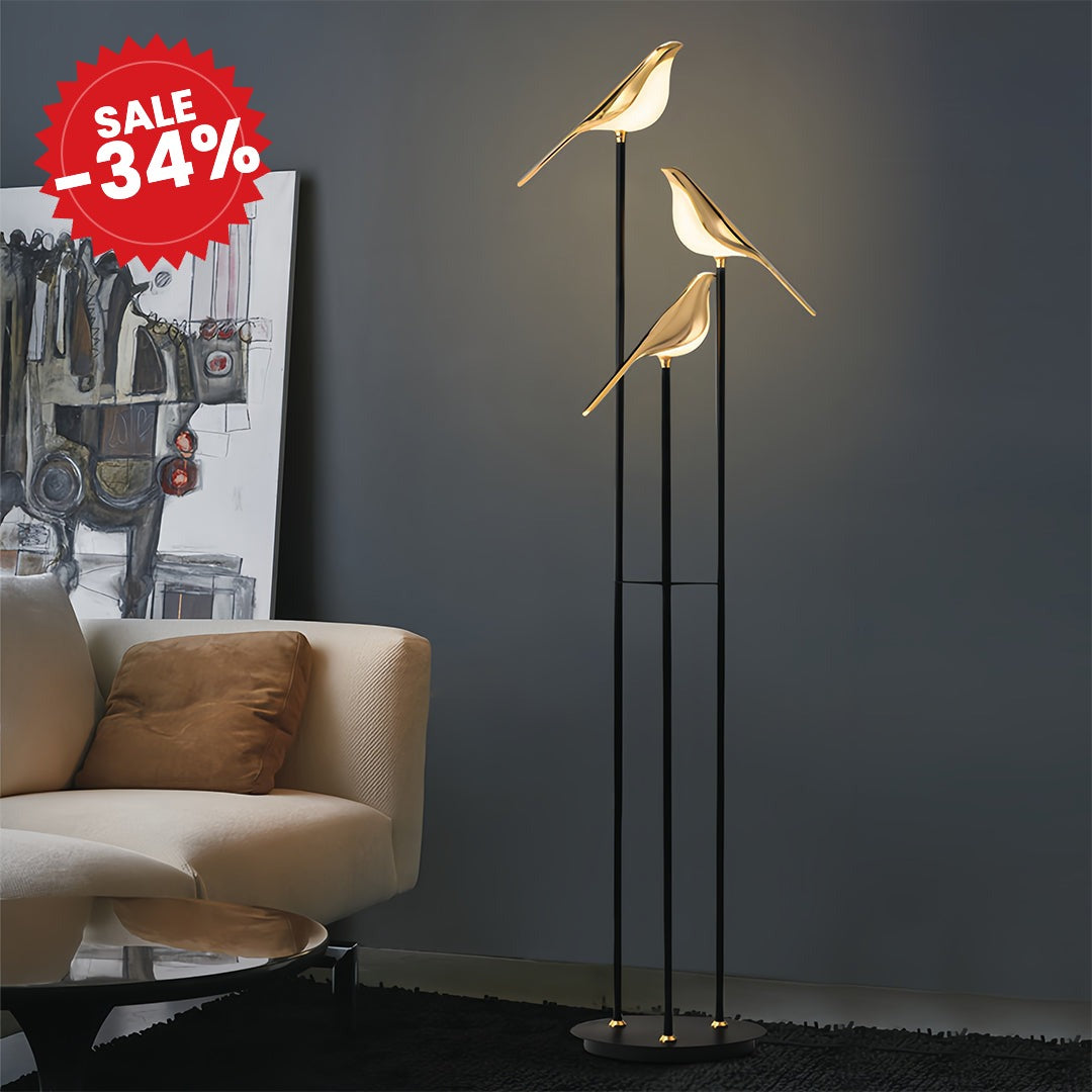 Elegant Gold Floor Lamp Modern Standing Lamp with Unique Magpie Design - SALE -34%