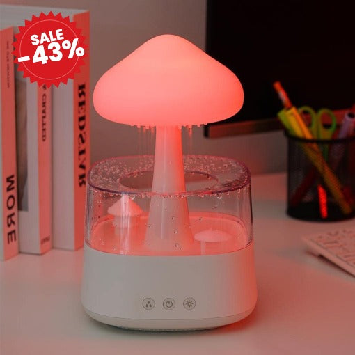 2-in-1 Desk Light Humidifier Rain Cloud Aromatherapy Essential Oil Zen Diffuser & Raining Cloud Night Light Mushroom Lam - SALE -43%
