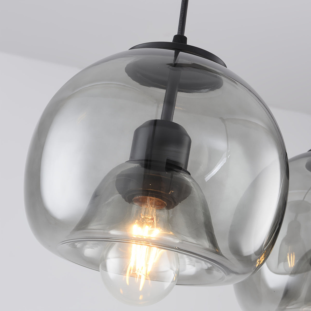Aura Glass Light | Smoked Glass Kitchen Island Pendant with Adjustable Height