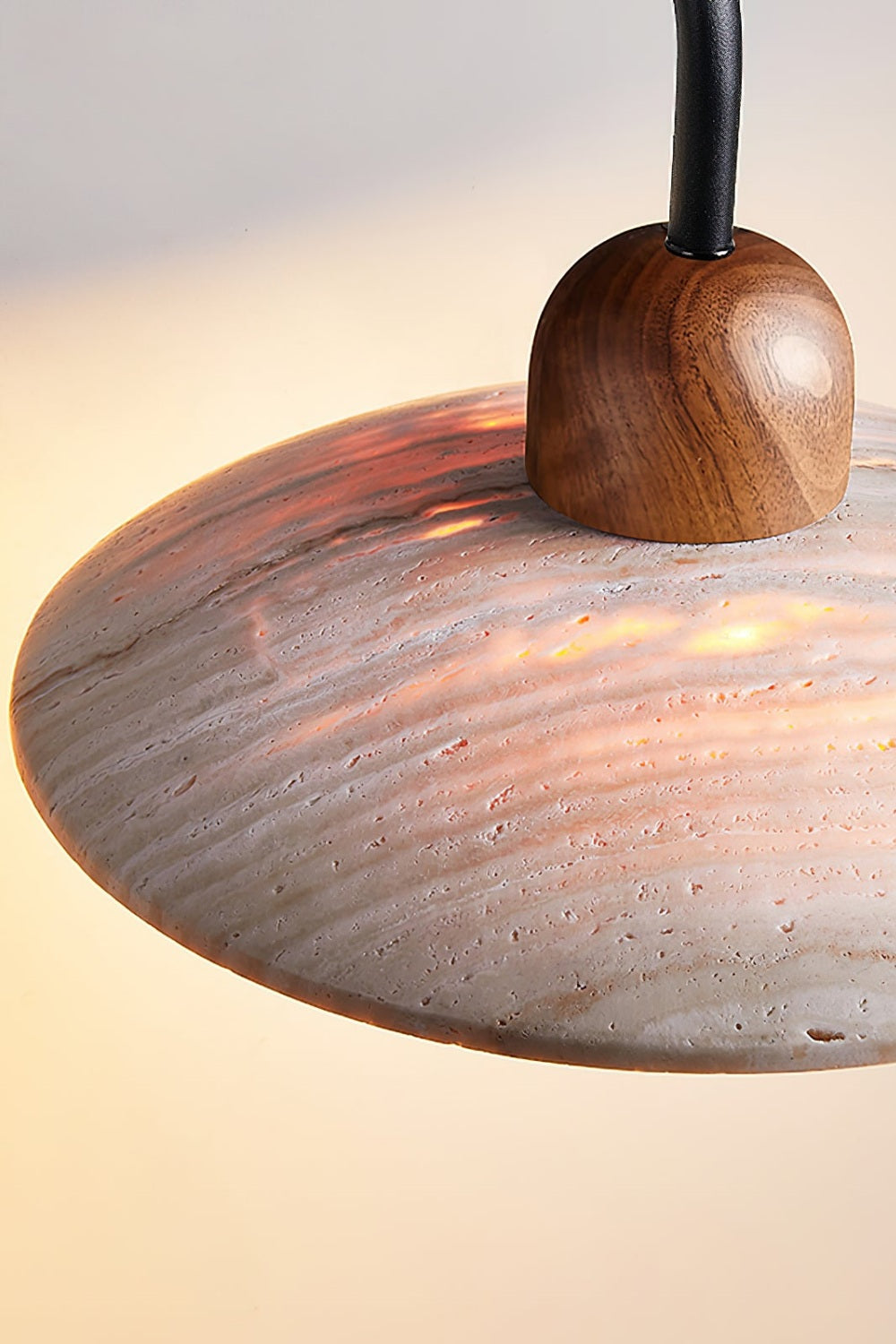 Japandi Travertine Disc Wall Light