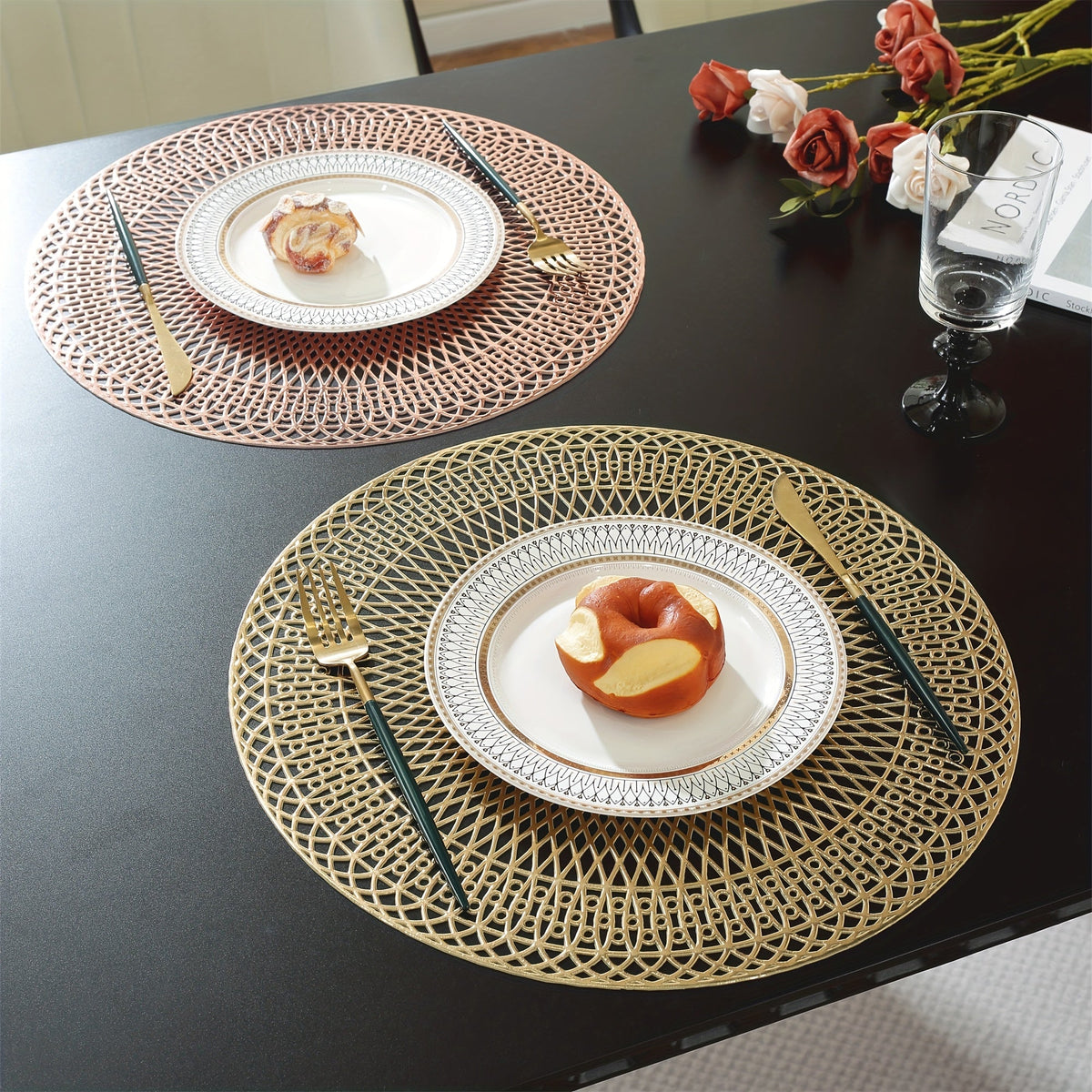 Round Geometric PVC Placemats | Heat-Resistant & Elegant Table Protection