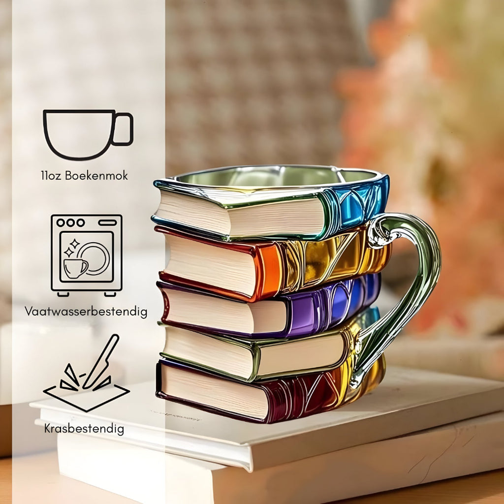 Resin Mug | Colourful 3D Book-Stack Design