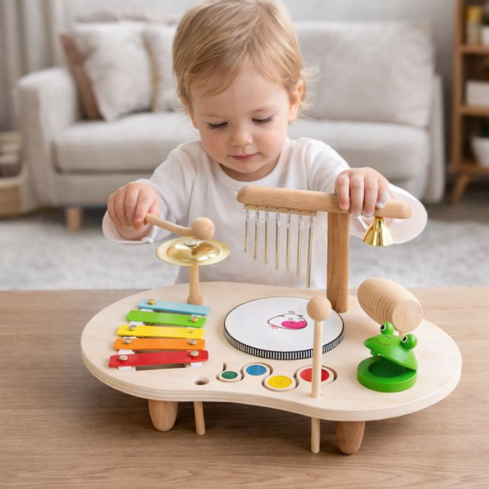 Wooden Xylophone And Rhythm Instrument Toy Set