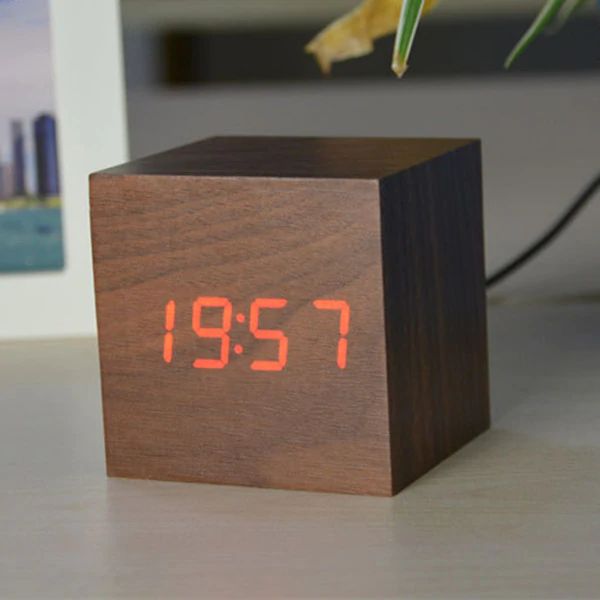 Cube | Digital Table Clock in Minimalist Wood Design