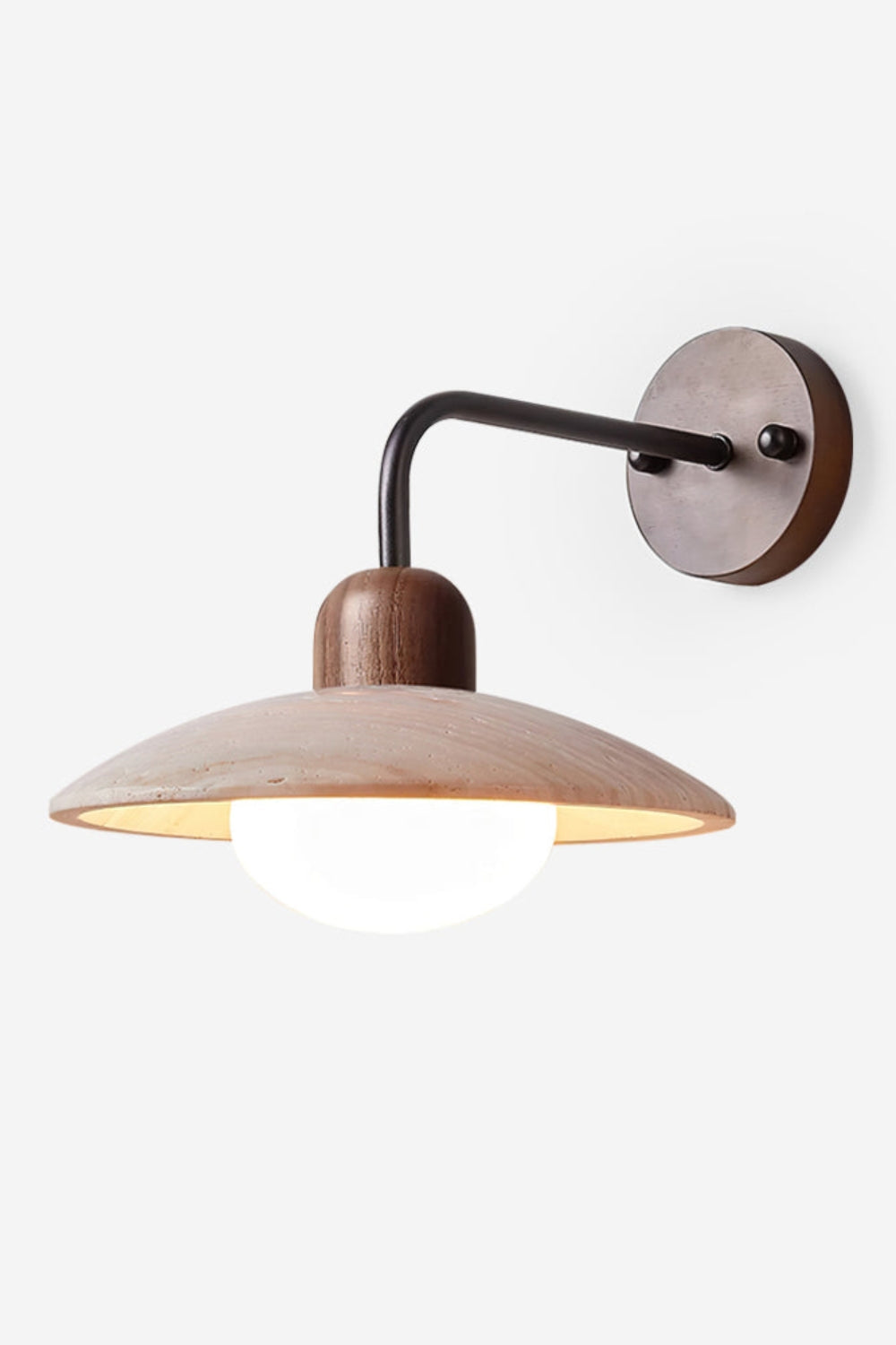 Japandi Travertine Disc Wall Light