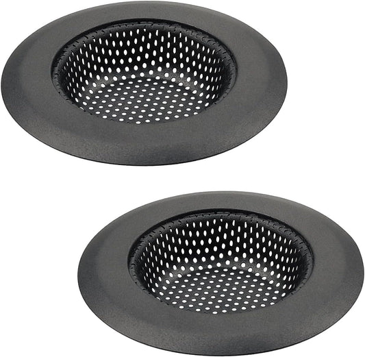 Mi hogar Sink Drain Strainer 2 Pack, 4.5” Wide Rim Stainless Steel & Silicone Sink Stopper Basket, Food & Hair Catcher for Kitchen, Bathroom, Utility, Tub Drains – Rustproof & Easy to Clean