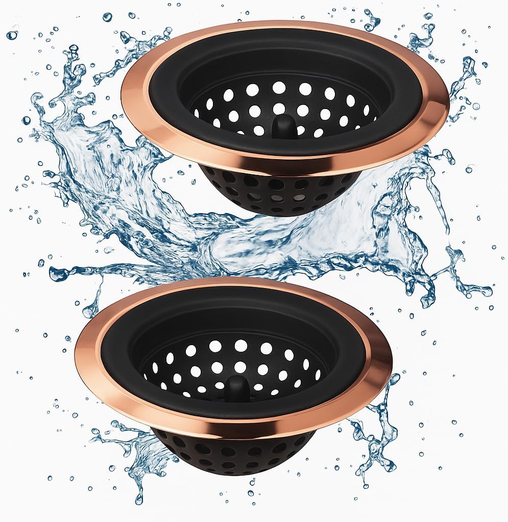 Mi hogar Silicone Sink Drain Strainer 2 Pack, 4.5” Wide Rim Stainless Steel Mesh Stopper & Food Catcher, Flexible Sink Strainer Basket for Kitchen Bathroom Laundry Utility Sinks, Easy to Clean