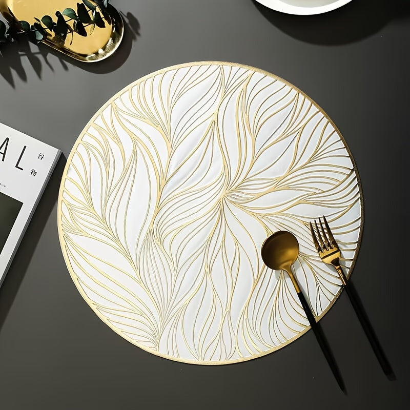 Round PVC Placemats with Golden Foil | Heat-Resistant & Stylish Table Mats
