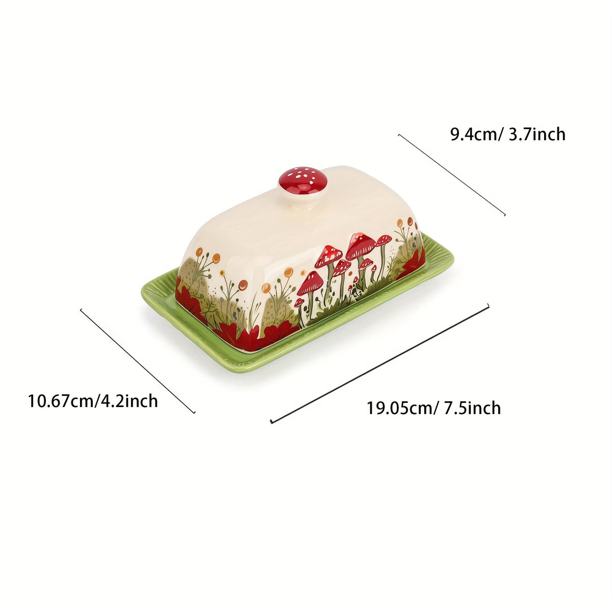 Ceramic Butter Dish with Lid | Cartoon Mushroom Design
