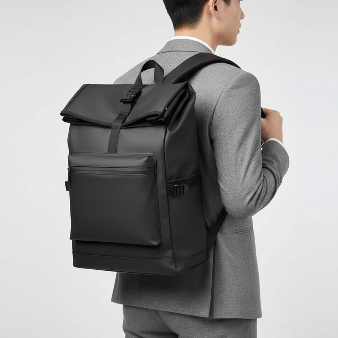 Minimalist Roll-Top Commuter Backpack