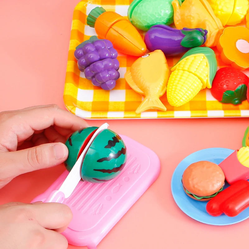 Kids Pretend Play Cuttable Fruit Vegetable Toy Set