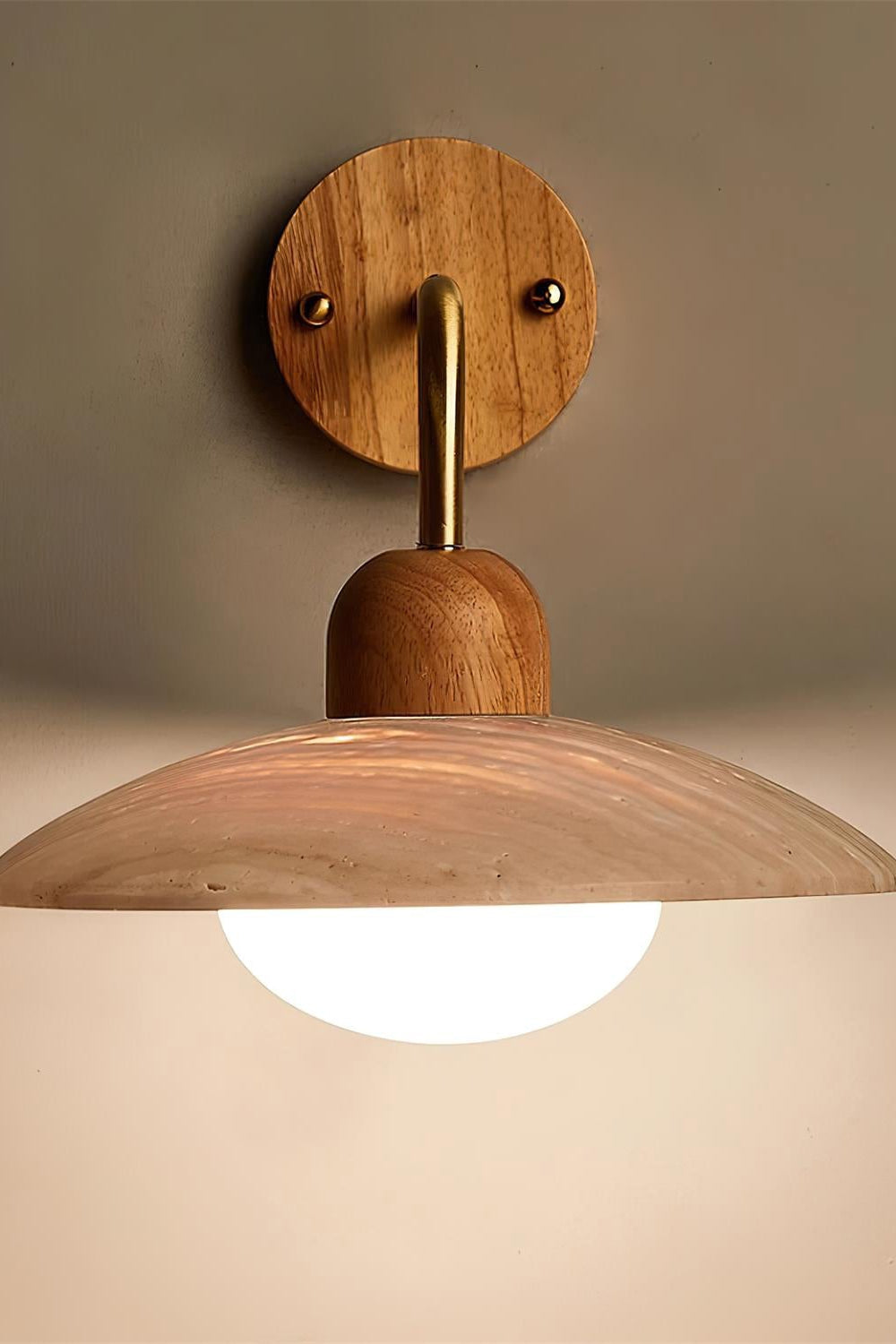 Japandi Travertine Disc Wall Light