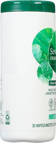 Seventh Generation Multi-Surface Cleaning Wipes, Garden Mint Scent, Cuts Grease & Grime, 35 Wipes