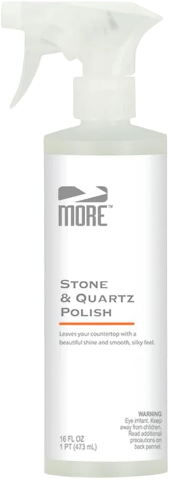 MORE - Stone & Quartz Polish - For Granite, Marble, & Natural Stone Countertops - Spray & Wipe Streak-Free - Water-Based Formula - Marble & Granite Polish - For Indoor & Outdoor Stone - 16 oz