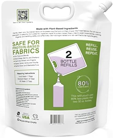 Heritage Park Silk & Wool Fragrance Free, Hypoallergenic, pH-Neutral Laundry Detergent - Dermatologist-tested, Sensitive Skin-Friendly, Enzyme-Free, Ultra Concentrated (64 fl oz Refill)