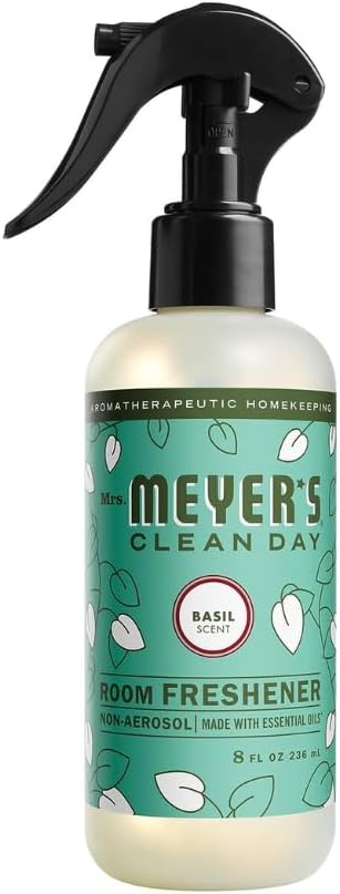 Mrs. MEYER'S Clean Day Basil Scent Variety, 1 Room Freshener 8 OZ, 1 Liquid Dish Soap 16 OZ, 1 Liquid Hand Soap 12.5 OZ, 1 Multi-surface Cleaner 16 OZ, Basil, 1 CT