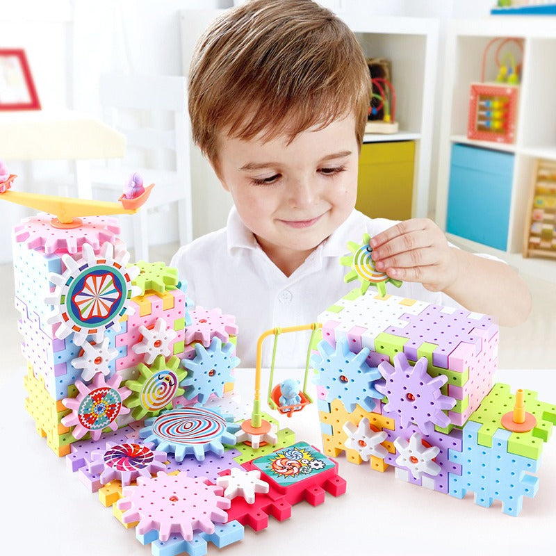 Kids Rotating Gear Track Building Blocks Set