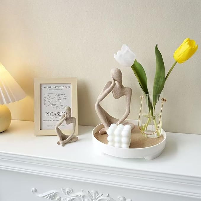 Round Decorative Tray for Coffee Table, Entryway Table, Bathroom Decor, Desk Organizer for Perfume, Candles, Keys, Jewelry Home Decor Trays (Round)