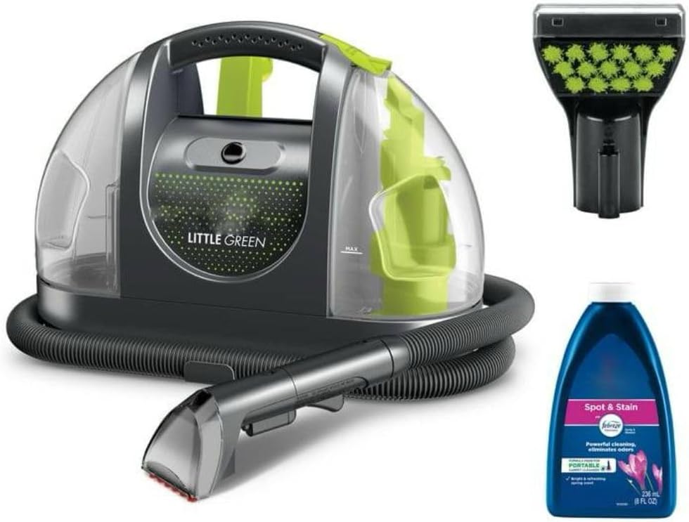 BIISSEELL Little Green”Compact Spot Cleaner with 48 oz Tanks, 3-inch Tough Stain Tool & Powerful Vacuum Suction