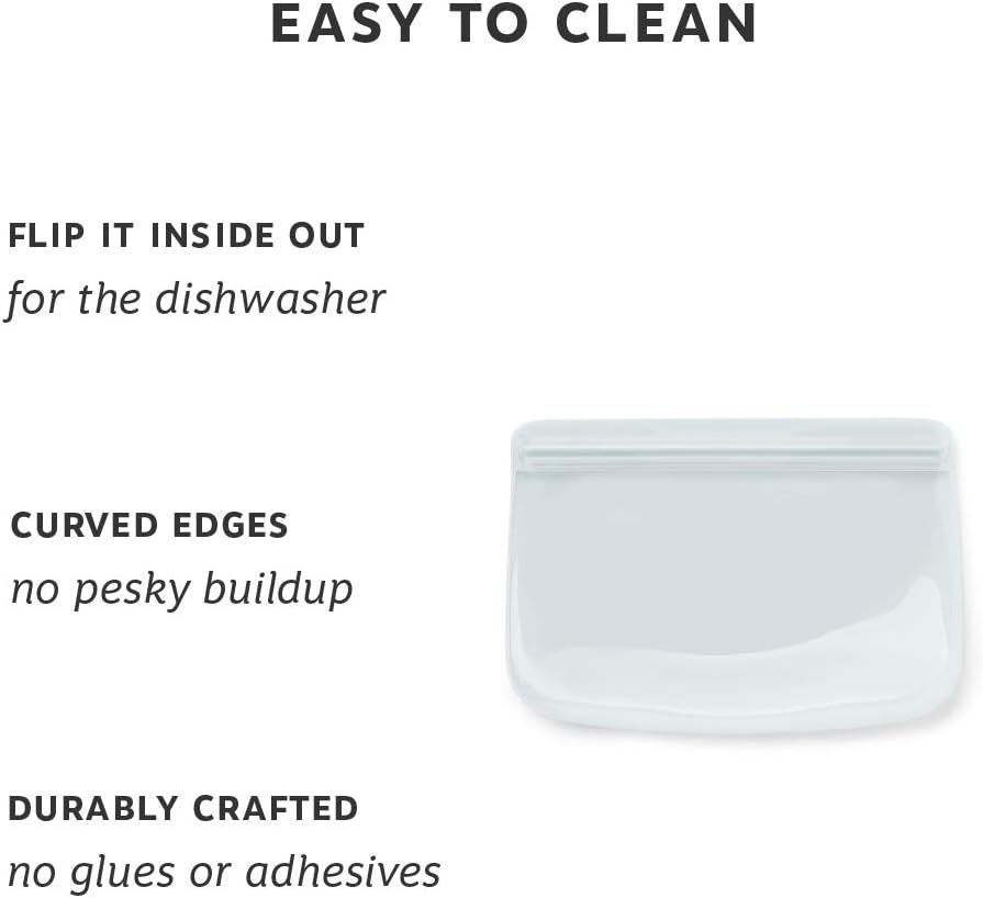 W&P Porter Silicone Reusable Storage Bag, Sandwich (10oz Flat), Mint, Food Storage Container, Microwave and Dishwasher Safe, Easy Cleaning