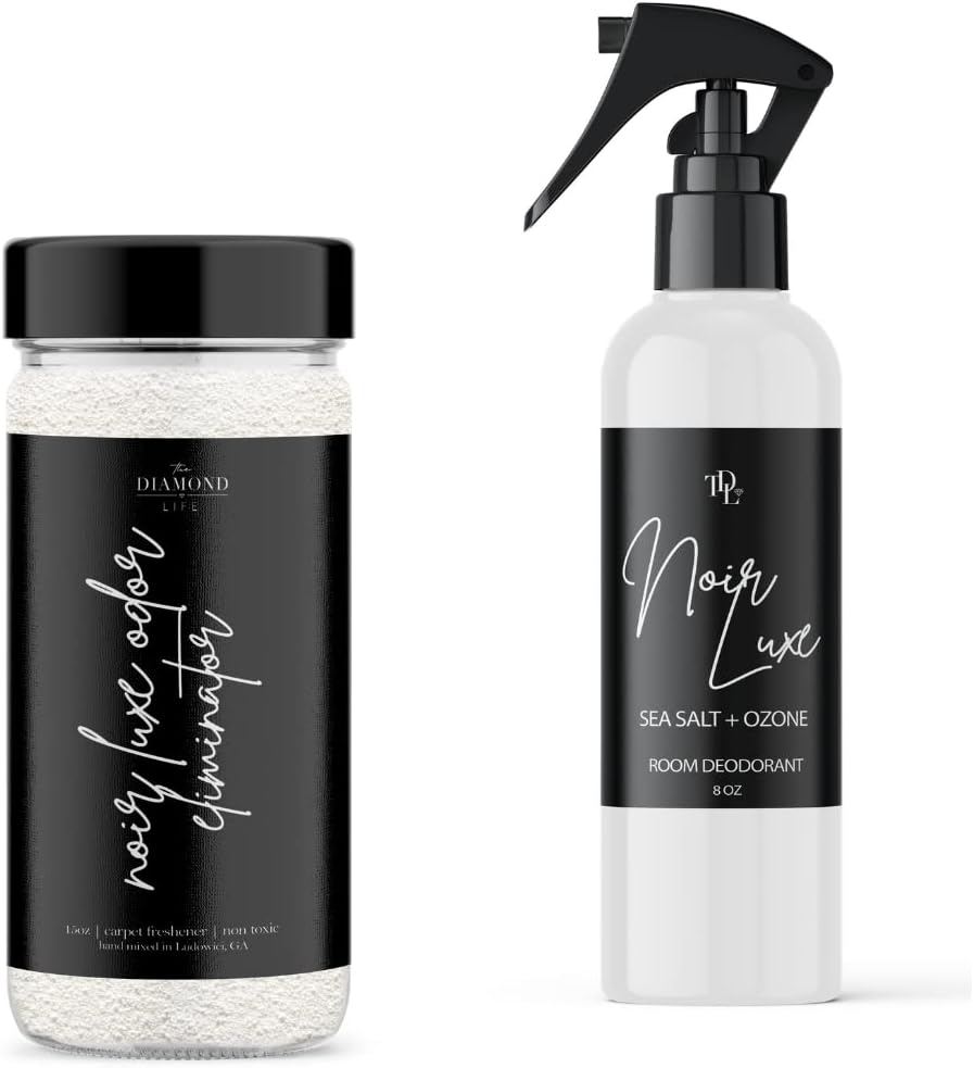 Home "Noir Luxe" Sea Salt & Ozone, Carpet Powde For Vacuumingr, Mattress & Upholstery Freshener With Room Spray, Air/Fabric/Linen Odor Eliminator For Homes With Kids & Pets Bundle