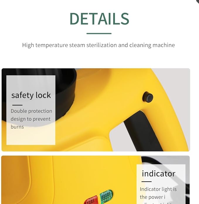 Steam Cleaner, Pressurized Handheld Steam Cleaner for Home with 8 PCS Accessory & Safety Lock, Large Capacity Steam for Cleaning, Car, Bathroom, Shower, Window, Grime, Grease