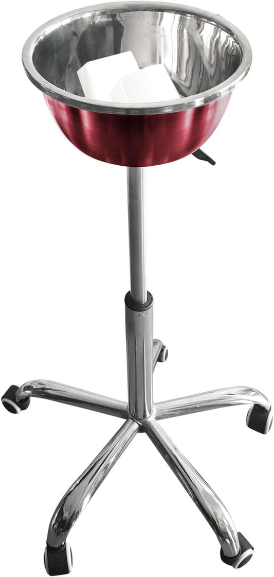Portable Gym Chalk Stand with Stainless Steel Bowl: Freestanding Gym Chalk Holder Bucket with Heavy Duty Rolling Wheels for Gymnastics Weight Lifting Accessories