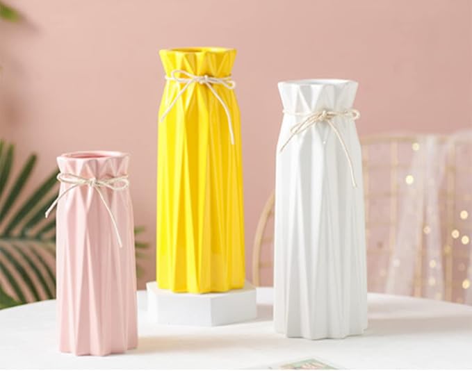 Ceramic Flower Vase Modern Home Decor Vases for Centerpieces Pink Minimalist Farmhouse 9.5" H x 3.9" W Cute Decorative Vases Flowers Tulip Pampas Grass Vase for Table Bathroom Shelf