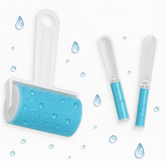 Reusable Lint Roller Sticky Picker Set Cleaner Lint Roller Pet Hair Remover Brush for Bed, Carpet, Sofa Medium Size + 2 Travel Size