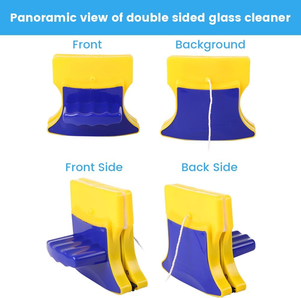 Double Sided Window Cleaner, Double-Sided Magnetic Window Cleaner with 2 Extra Cotton Pads – Easy to Use, Glass Wiper for Home and High-Rise Windows