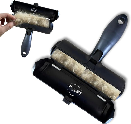 Pet Hair Remover Roller | Reusable Lint Roller for Dog & Cat Hair | Multi-Surface Fur Remover for Furniture, Couch, Carpet, Clothes & Bedding | Portable, Eco-Friendly Cleaning Tool (Black)