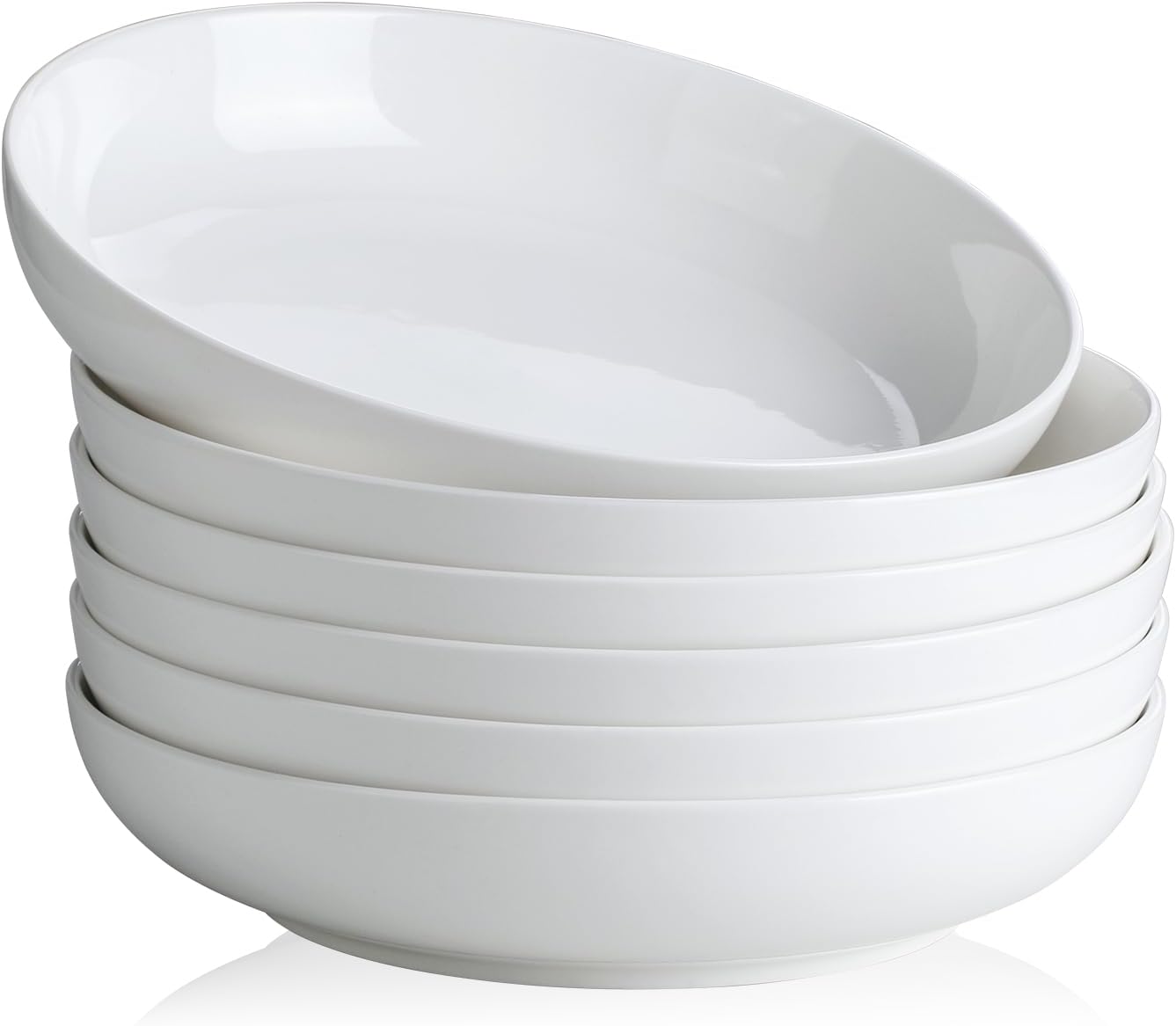 Y YHY Pasta Bowls for Small Portions, 22 Ounce Salad White Bowl Plates Set of 6, Porcelain Dishes for Serving Dinner - Dinnerware Sets Microwave Dishwasher Safe Thanksgiving Day Gift