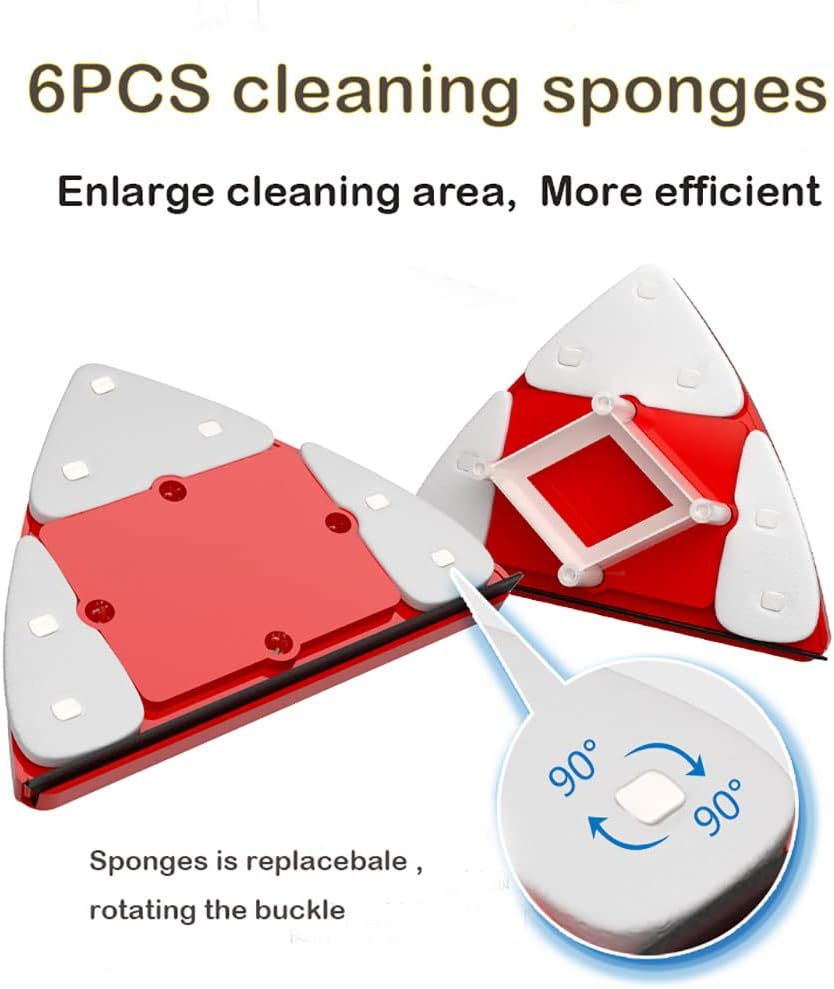 Fcare Outside Magnetic Window Cleaner, Double-Sided Brush Glass Wiper Cleaning Tools, Adjustable Magnetic Glider for High-Rise Double Glazed Thick Windows Thickness 0.3"-1.2" (red)