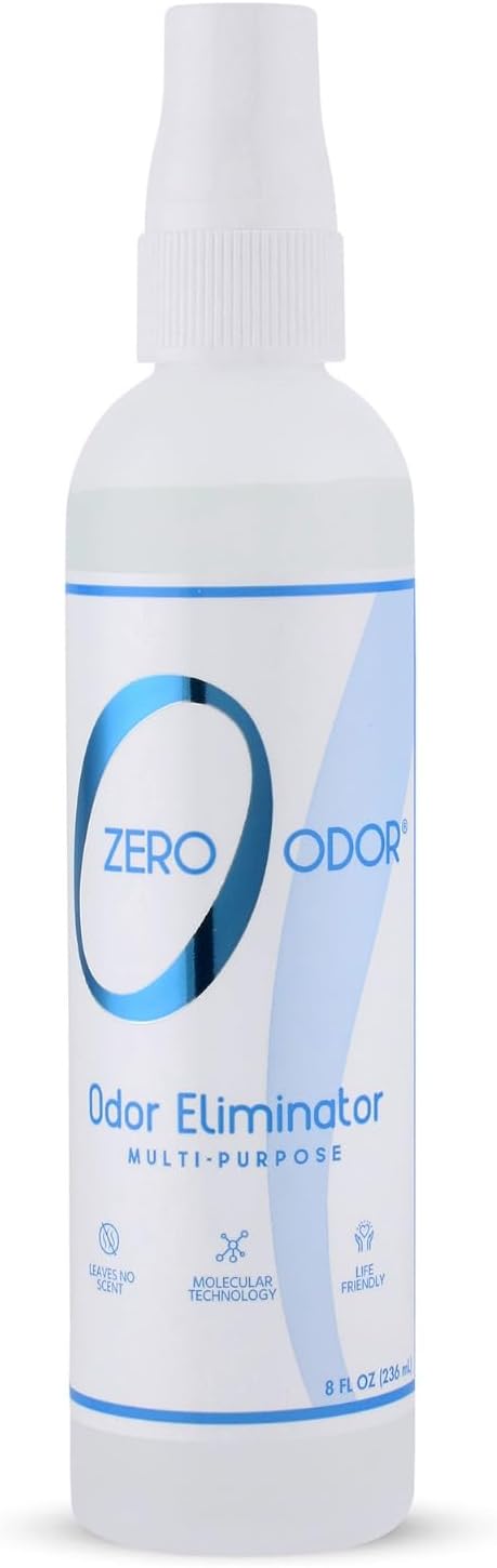 Zero Odor Multi-Purpose Odor Eliminator - Eliminate Air & Surface Odor – Patented Technology Best for Bathroom, Kitchen, Fabric, Closet- Smell Great Again, 8oz (Over 1000 Sprays)