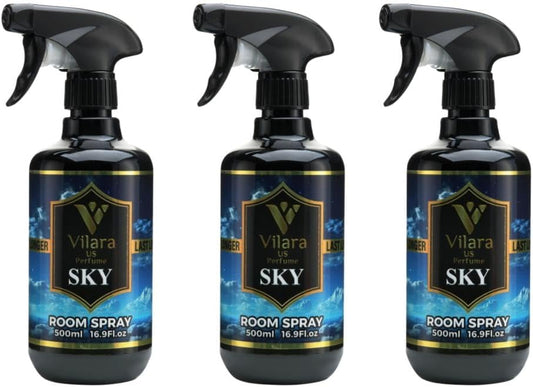 Vilara US Room Spray Freshener – Long-Lasting Luxury Perfume Scent, Linen & Fabric Spray for Bedding, Furniture, Home & Bedroom Aromatherapy – 16.9 fl oz (Sky Pack 3)