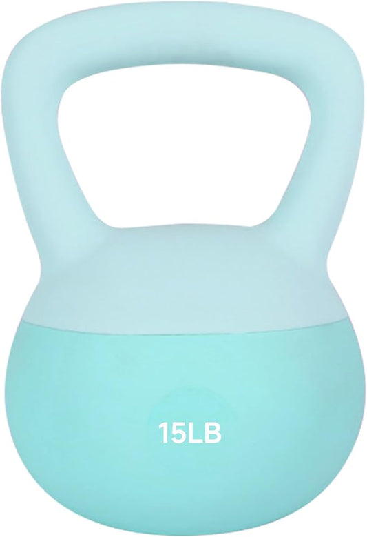Leikefitness Soft Kettlebells,Steel Shot Filled Weights for Women and Men,Color Coded Anti Slip Soft Kettlebells,Home workout