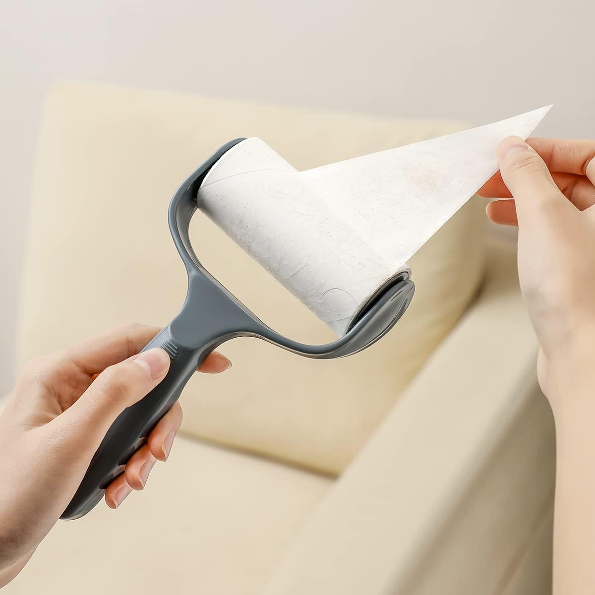 Easy to Use Lint Roller for Couch Furniture Dog & Cat Bed Balliard Table Lint Remover for Pet Hair Extra Sticky 1 Reusable Handle with 4 Refills (Navy Black)